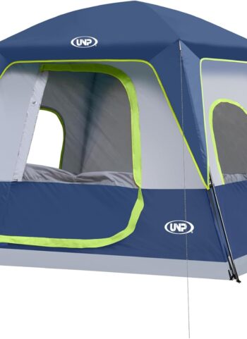 UNP 2/4/6/8 Person Tent, Portable Cabin Tent, Camping Tent 4-Person Easy Set Up, Waterproof with Top Rainfly for Outdoor Camping/Hiking