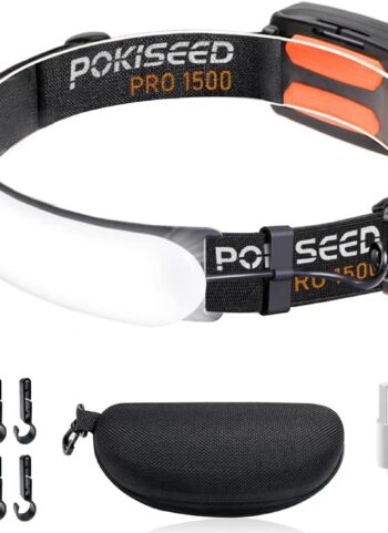 LED Headlamp Rechargeable, Super Bright 1500 Lumens 230° Wide Beam Headlamp, 3 Modes IPX6 Waterproof Lightweight Head Light with Taillight & Clips for Camping, Running,Fishing, Outdoors, Hard Hat Work